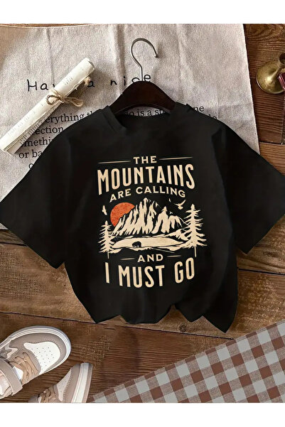 AEMİ Unisex The Mountains Are Calling And I Must Go Tricou oversized cu gât r...