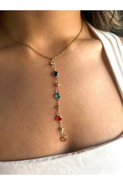 Zemora Jewelry قلادة Y ملونة