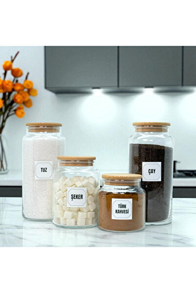 mafa home Ahşap Vakum Kapaklı Cam Tuz Çay Türk Kahvesi Şeker Saklama Kavanozu...