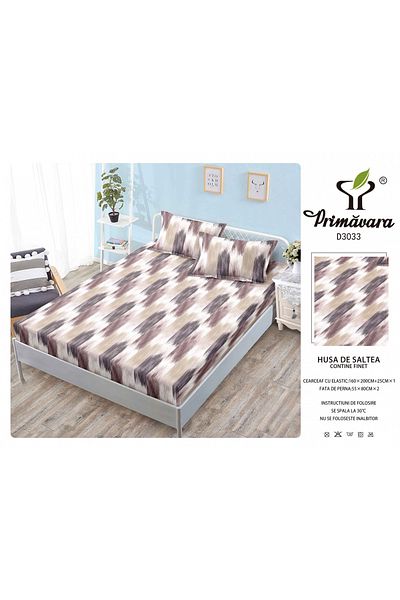FIONNA.RO Duvet Cover With Elastic And Pillowcases 160X200cm - Abstract Beige