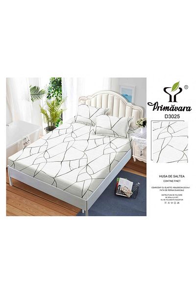 FIONNA.RO Duvet Cover With Elastic And Pillowcases 160X200cm - Abstract Lines