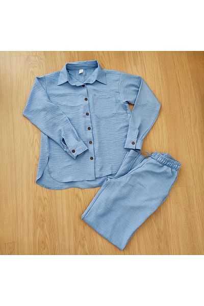 EKAY Shirt Linen Bottom Top 2 Piece Set (Pants Boy 104cm)