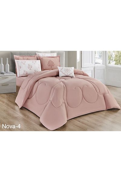 Red Rose مفرش سرير نفرين فندقي بتصميم سادة و مشجر لمنحك لمسة من الاناقة الى ديكور غرفتك