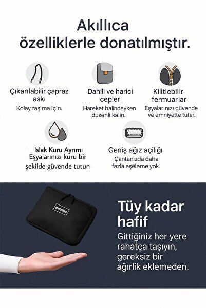 Bambus Cüzdan Küçülebilen/Büyüyebilen Çok Amaçlı Körüklü Su Geçirmez El Seyahat Valizi Bavulu