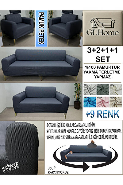 Home %100 PAMUK PETEK KUMAŞ 3+2+1+1 KOMPLE GİYDİRME KANEPE&ÇEKYAT, BOHEM, PORTO, vb. MODEL KOLTUK KILIFI
