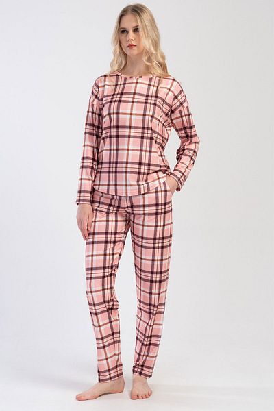 VİENETTA Women's Microwelsoft Marla Off Shoulder Long Sleeve Pajamas Suit , 312101