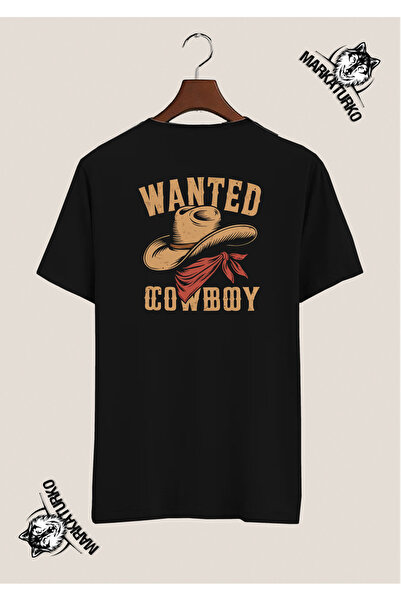 MarkaTurko تيشيرت مطبوع على الظهر بتصميم خاص من WANTED COWBOY 8602-86