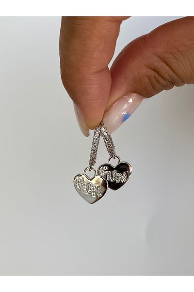 kurukafagift Ring Dangle Zircon Stone Heart Earrings