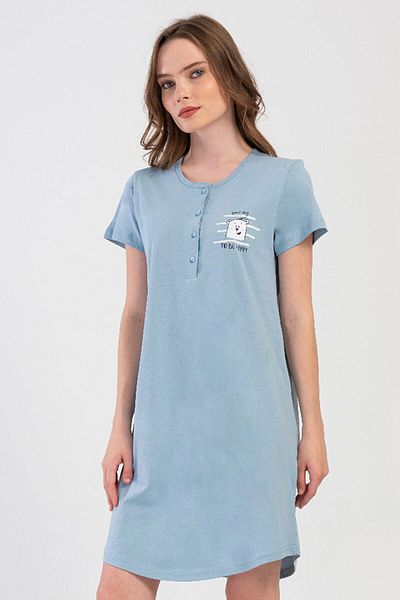 VİENETTA Cotton Women's Short Sleeve Nightgown, 408106