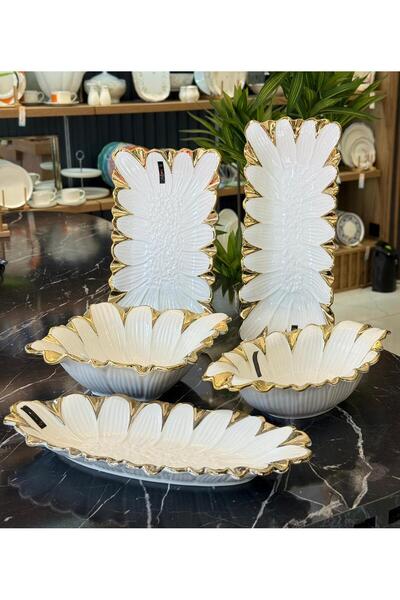 Onedekor Daisy Gold Luxury 5 Piece Serving Presentation Set