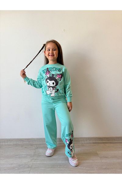 LİLLYPİCCA Girls' 2-Piece Set Character Patterned Sweatshirt and Wide Leg Pants