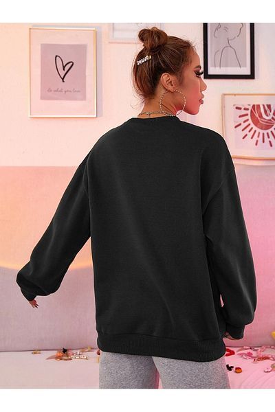 Boi California West Coast Sweatshirt - Black Printed Oversize Sweatshirt Crew Neck