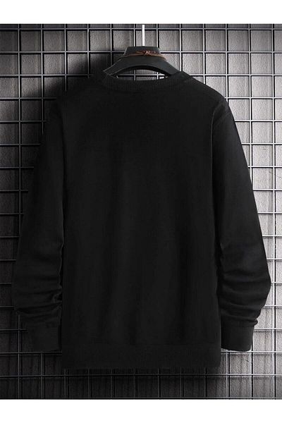 Boi Chicago Sweatshirt - Black Printed Oversize Sweatshirt Crew Neck
