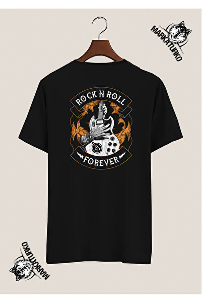 MarkaTurko تيشيرت مطبوع على الظهر بتصميم خاص من ROCK N ROLL 7018-18