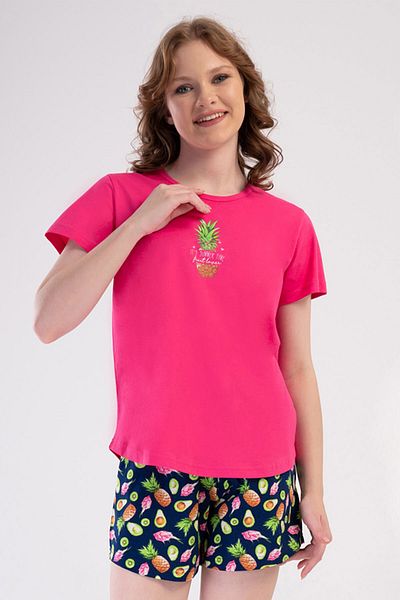 VİENETTA Cotton Women's Short Sleeve Shorts Pajamas Set, 409207