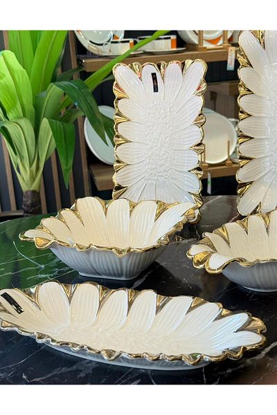 Onedekor Daisy Gold Luxury 5 Piece Serving Presentation Set