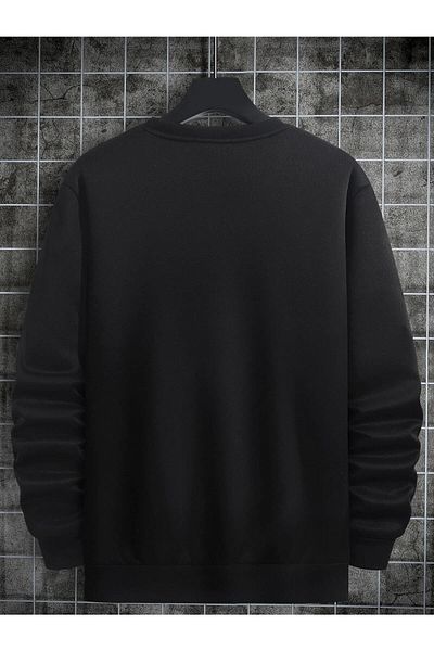 Boi Απλό φούτερ Unisex Oversize Μαύρο Crew λαιμόκοψη