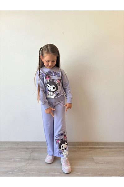 LİLLYPİCCA Girls' 2-Piece Set Character Patterned Sweatshirt and Wide Leg Pants