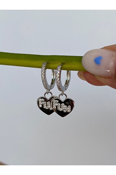 kurukafagift Ring Dangle Zircon Stone Heart Earrings