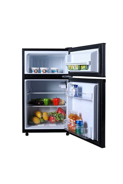 starway 85 Lt 3 CuFt Double Door Stylish Black Mini Refrigerator, 90x50x55cm Energy Saving, Freezer Storage,