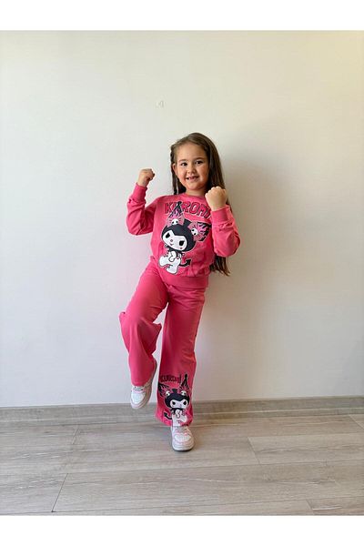 LİLLYPİCCA Girls' 2-Piece Set Character Patterned Sweatshirt and Wide Leg Pants