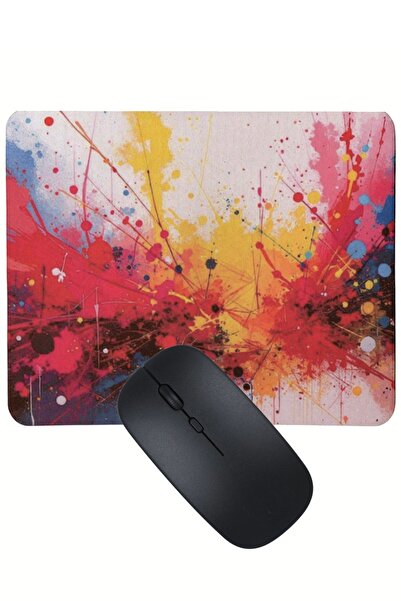 usin Karmaşa Desenli Mouse Pad+Kablosuz Wireless Mouse Bilgisayar Faresi Notebook PC Windows Uyumlu Mause