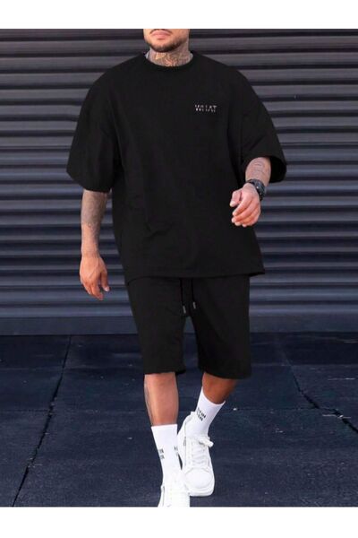 LAYORA - طقم شورت وتيشيرت مكون من قطعتين باللون الأسود