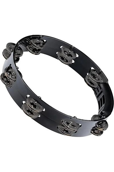 ShopZum Percussion Htt10bk Τύμπανο από ανοξείδωτο ατσάλι Jingle 1 σειράς 10 ιντσών Tour (ΜΑΥΡΟ)