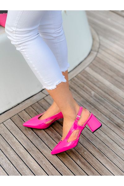 BERFONA Niso Fuchia Patent Leather 5 cm Heel Sandals