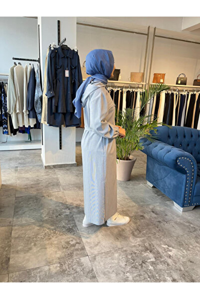 Zühre Wear Indigo with Hood, Zipper and Belt 0291