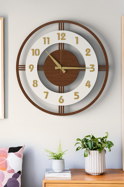 LUPOKRAFT Dekoratif Yeni Modern Mintaka Gold-Gümüş Ayna Rakamlı Ahşap Duvar S...