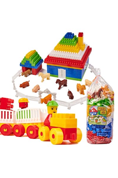Glow Goods Set Blocuri Mari de Constructie Interactive DIPLO din Plastic cu 292 de Piese, Ferma cu Animale, Mul
