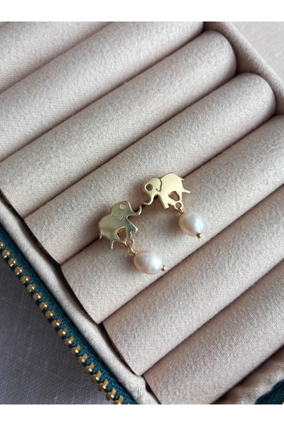 Miltonia 925s Gerçek İnci Fil Gümüş Şans Küpesi