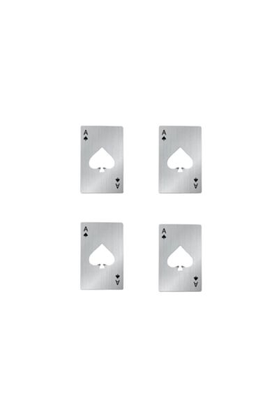 OEM Set 4 Bottle Openers in Playing Card Ace of Spades Design