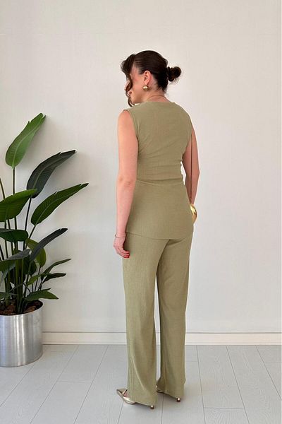 MaziButik Σετ με πλαϊνή πόρπη Seersucker Khaki