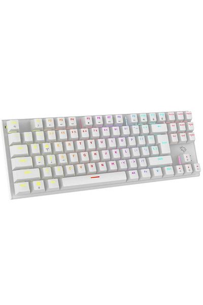 porodo Gaming TKL Mechanical Keyboard with 87 English + Arabic Keys, Smooth Clicks Red Switch, 12 Li