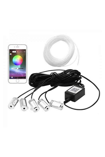BGRJ Automotive RGB car neon wire with 5 light units, bluetooth control, 6m fiber