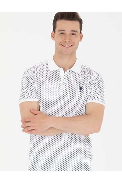 U.S. Polo Assn. Πόλο Ασν. Ανδρικό μπλουζάκι Polo Neck White