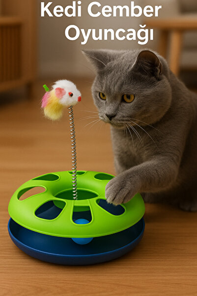 ego home Çıngarak Toplu Yaylı Fareli Kedi Çember Oyuncağı Kedi Eğlence Aksesuarı Kedi Oyun Çemberi