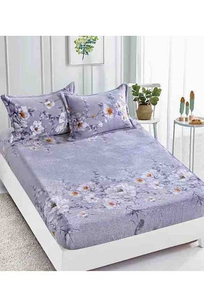 FIONNA.RO Cocolino Elastic Pillowcase and Pillowcases 180x200cm - Lila Floral