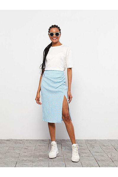 LC Waikiki Lcw Waist Zipper Plaid Poplin Women's Skirt Fast Fashion