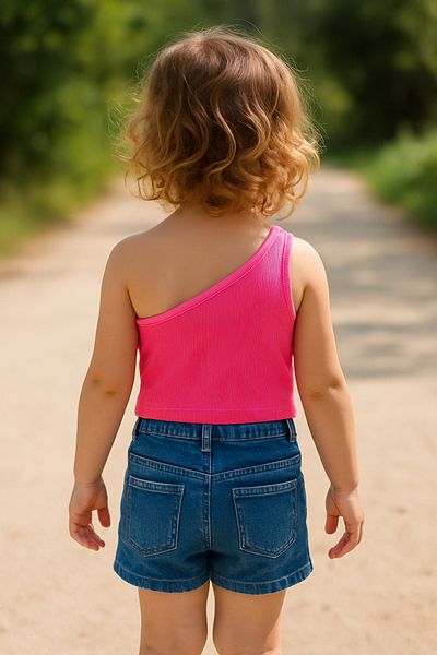 HEREN BUTİK Pink One Shoulder Girl's Crop