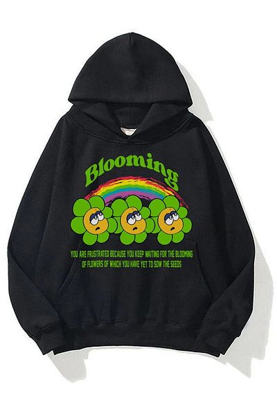 Boi Unisex Blooming φούτερ Hoodie Black
