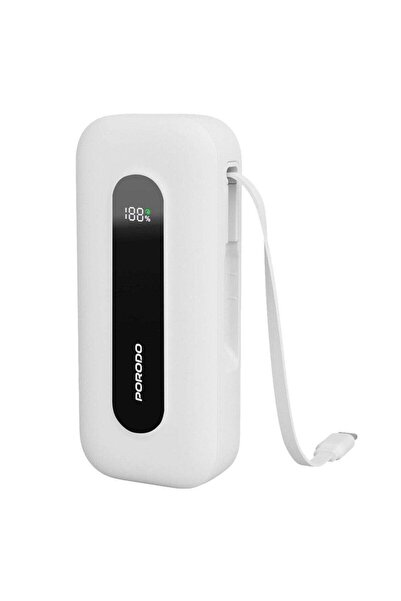 porodo 10000mAh Power Bank with Type-C Port & Integrated Type-C Cable, Digita...