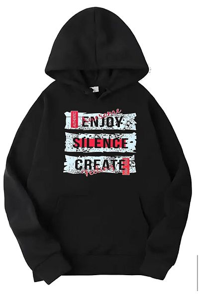 Boi Black enjoy printed hooded Sweatshirt