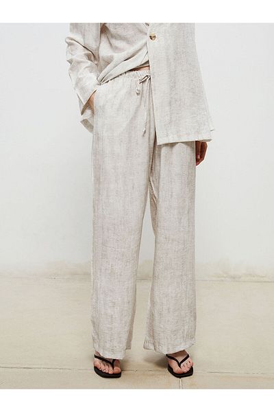 LC Waikiki Women's Linen Blended Pants with Elastic Waist