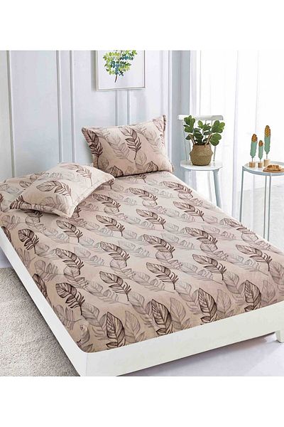FIONNA.RO Cocolino Elasticated Duvet Cover and Pillowcases 180x200cm - Leafs