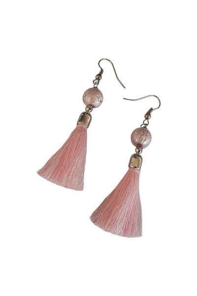 OEM Long Tassel Earrings, Eleganza, Light Pink, 2 x 7.5 cm
