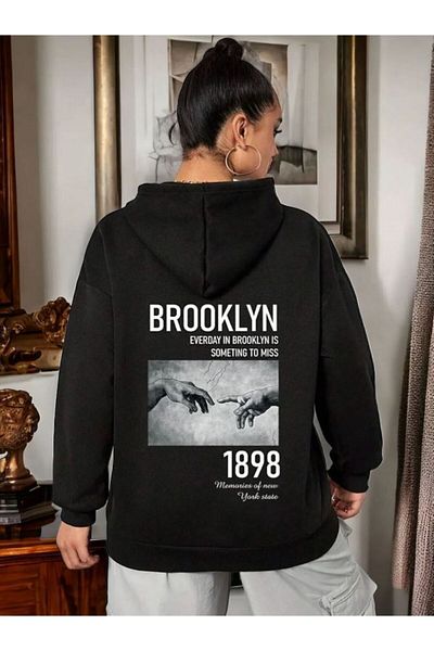 Boi Φούτερ με κουκούλα Unisex BROKKLYN με στάμπα στην πλάτη