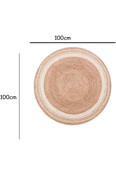 genric FFD 100x100cm Handwoven Round Jute Rug – Eco-Friendly Boho Braided Carpet for Living Room, Bedroom